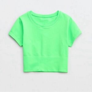 nwot aerie offline sidewalk seamless cropped t-shirt in neon lime green